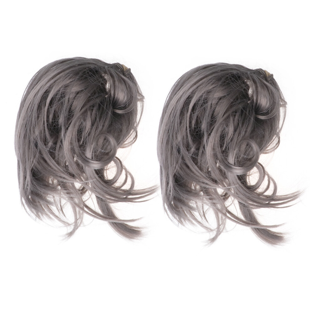 Artibetter 2 Pcs Gray High Temperature Wig Women's Miss