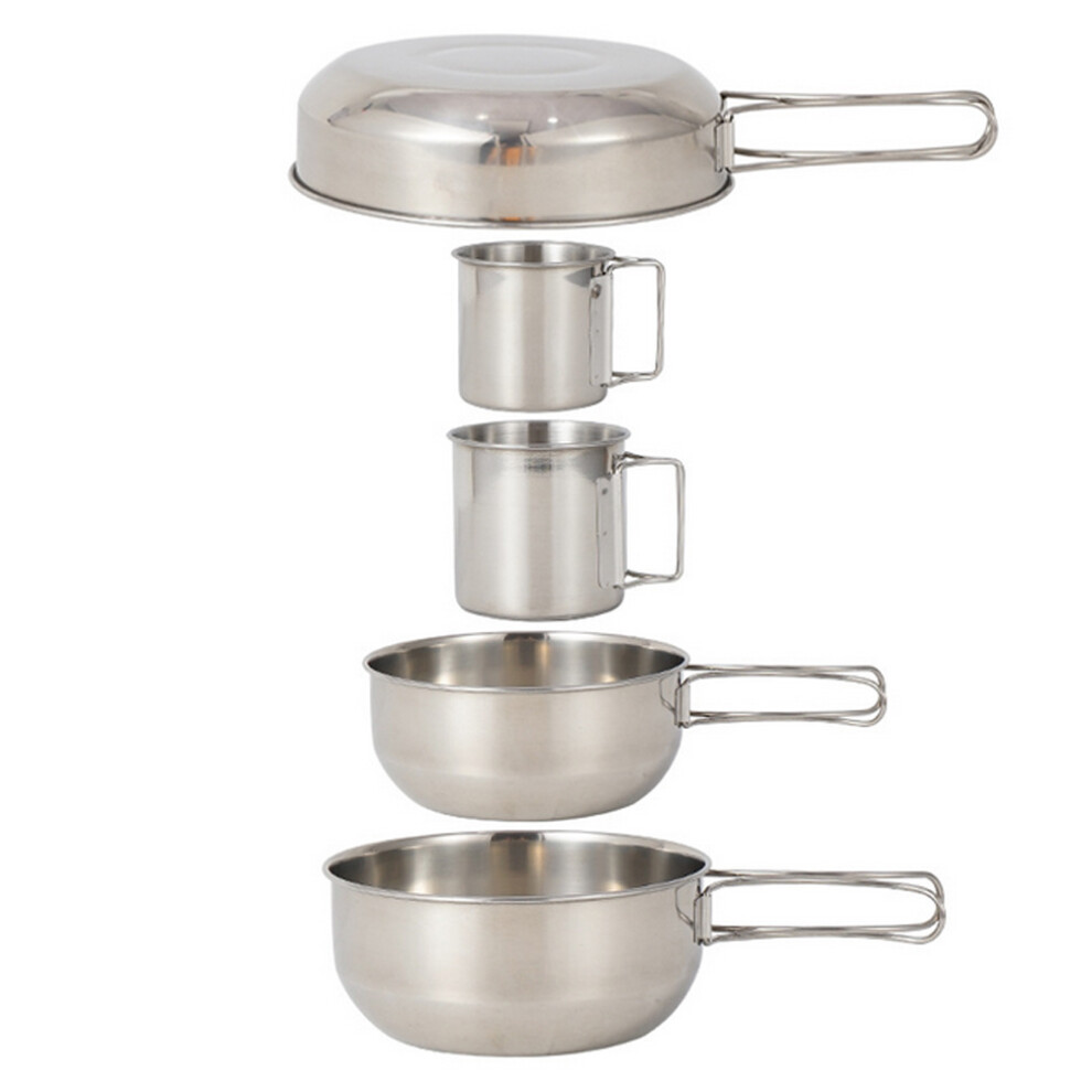 Photos - Other Camping Utensils Portable Set Utensils Enamel Foldable Silver