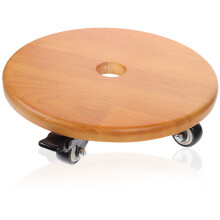 Orange Wood Flowerpot Stand with Wheels for Indoor Home Use