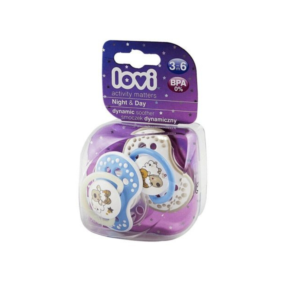 Lovi Dyn Soother Silicone 3-6m 2pcs Night & Day Boy |Baby Comfort Soother - Pack of 2
