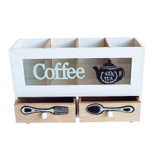 Unbranded Double-Layer Coffee Case Wooden Maker Mug Rack Office White