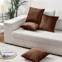 (Pack of 4, Coffee) Cushion Cover Embossed Pattern - Luxury Soft Sofa Decorative Pillow for Living Room Couch