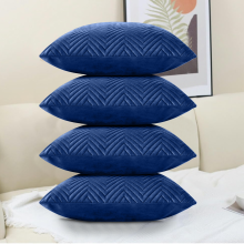 (Pack of 4, Navy Blue) Cushion Cover Embossed Pattern - Luxury Soft Sofa Decorative Pillow for Living Room Couch