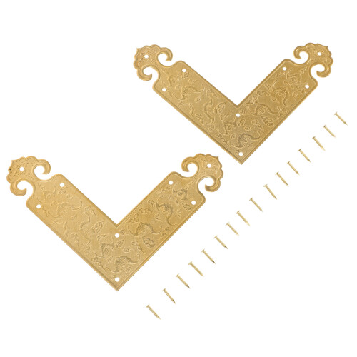 2 Pcs Corner Guard Bronze Protectors Decorative Brackets Metal Edge