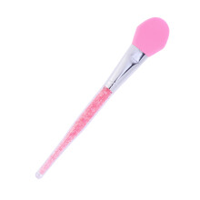 1Pc Pink Silicone Face Mask Brush with Rhinestone Handle for Women