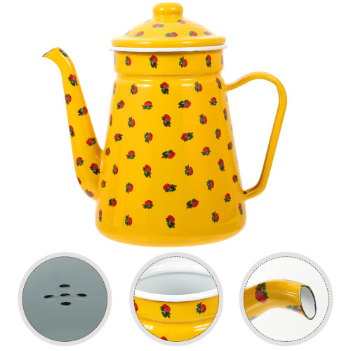 Enamel Tea Kettle Camping Water Kettle Stovetop 1 Pcs 2