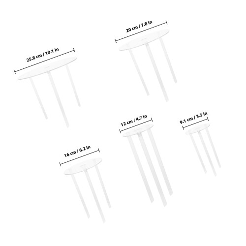 Cake Support Rods White 5sets 9.6x7.9x0.5in 1