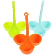 Egg Holder Cup Plate Three Grid Silicone Random Color 3 Pcs