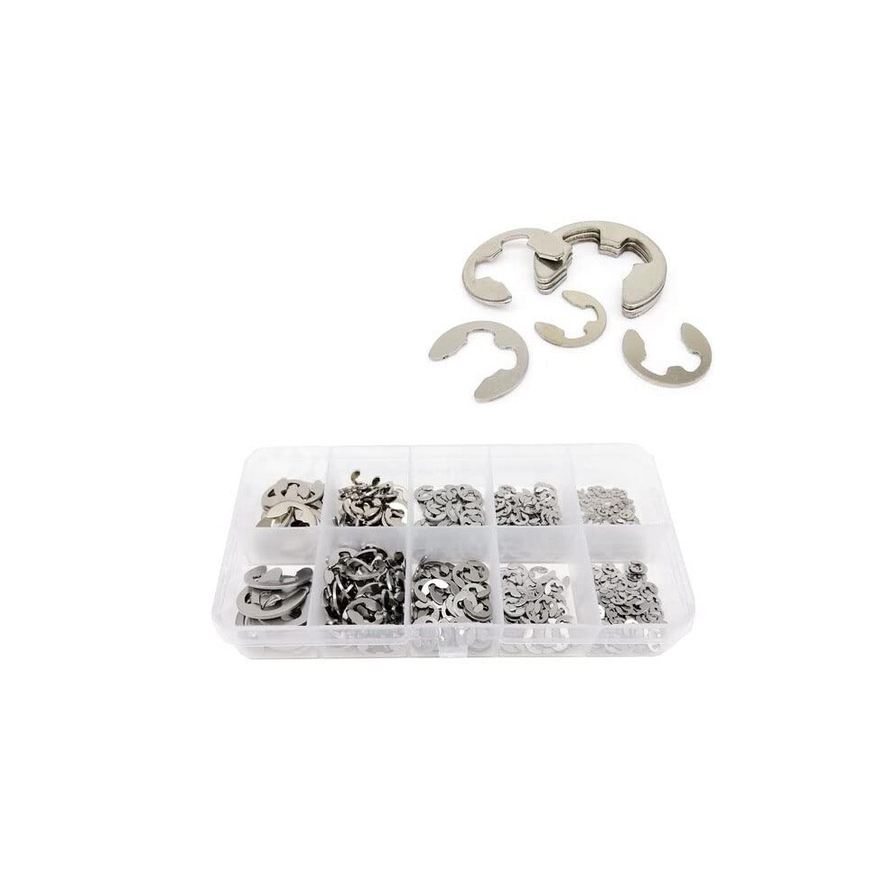 Clip Rings Circlips 580Pcs Set Assortment 10 Sizes 1.5-10Mm Black Carbon Steel E-Clip External Retaining Ring 6447073299230