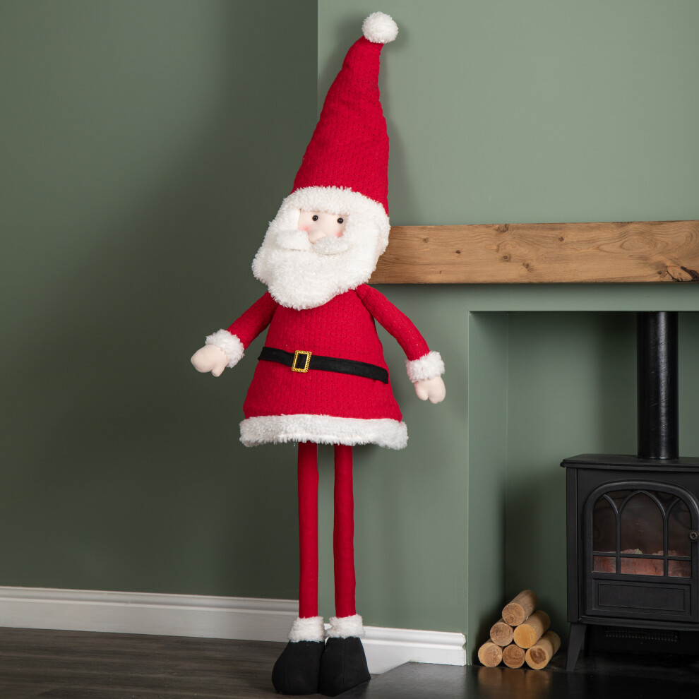 Premier 1.8M Tall Extendable Plush Santa Decoration With Telescopic Legs