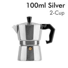 CAFETIERESilber-100ml - Klassische italienische Moka-Espresso-Kaffeemaschine aus Aluminium für Zuhause