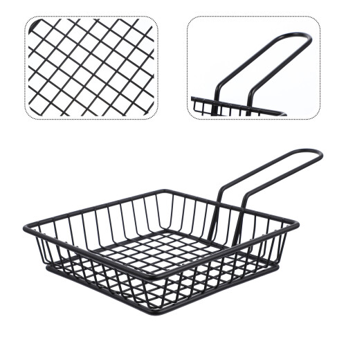 Deep Fryer Accessory Black Iron Basket For Serving Snacks 1set 1