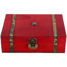 Retro Treasure Chest With Lock Decorative Wooden Storage Box