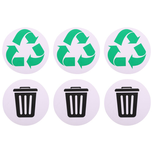 6Pcs Waterproof Garbage Sorting Stickers PVC Reusable Trash Bin Decals