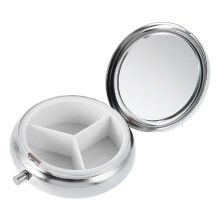Portable Mini Pill Organizer With Rhinestone - Metal Medicine Box