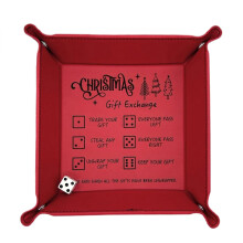 Board Game Dice Tray with Dice, Portable Red Faux Leather Dice Tray for Playroom and Classroom, Ideal for Game Nights