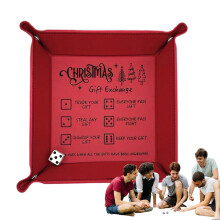 Dice Tray with Dice, Foldable Dice Rolling Tray | Red Board Game Dice Rolling Tray for All Ages with Engraved Game Rules