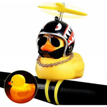 Rubber Duck Toy Car Ornaments Yellow Duck Car Dashboard Decorations Squeeze Duck- Shark Bicycle Horns with Propeller Helmet