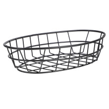 Black Oval Iron Wire Snack Basket Durable Kitchen Counter Storage