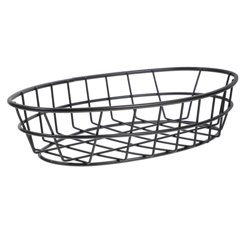 Black Oval Iron Wire Snack Basket Durable Kitchen Counter Storage