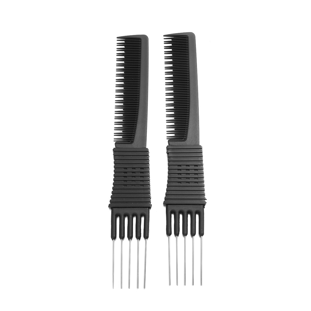 Inoomp 2Pcs Black Rat-Tail Hair Comb Plastic Anti-Static Haircut Comb Set