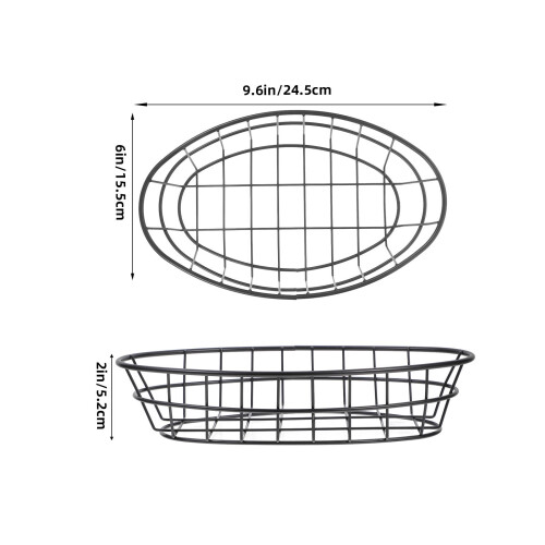Black Oval Iron Wire Snack Basket Durable Kitchen Counter Storage 2