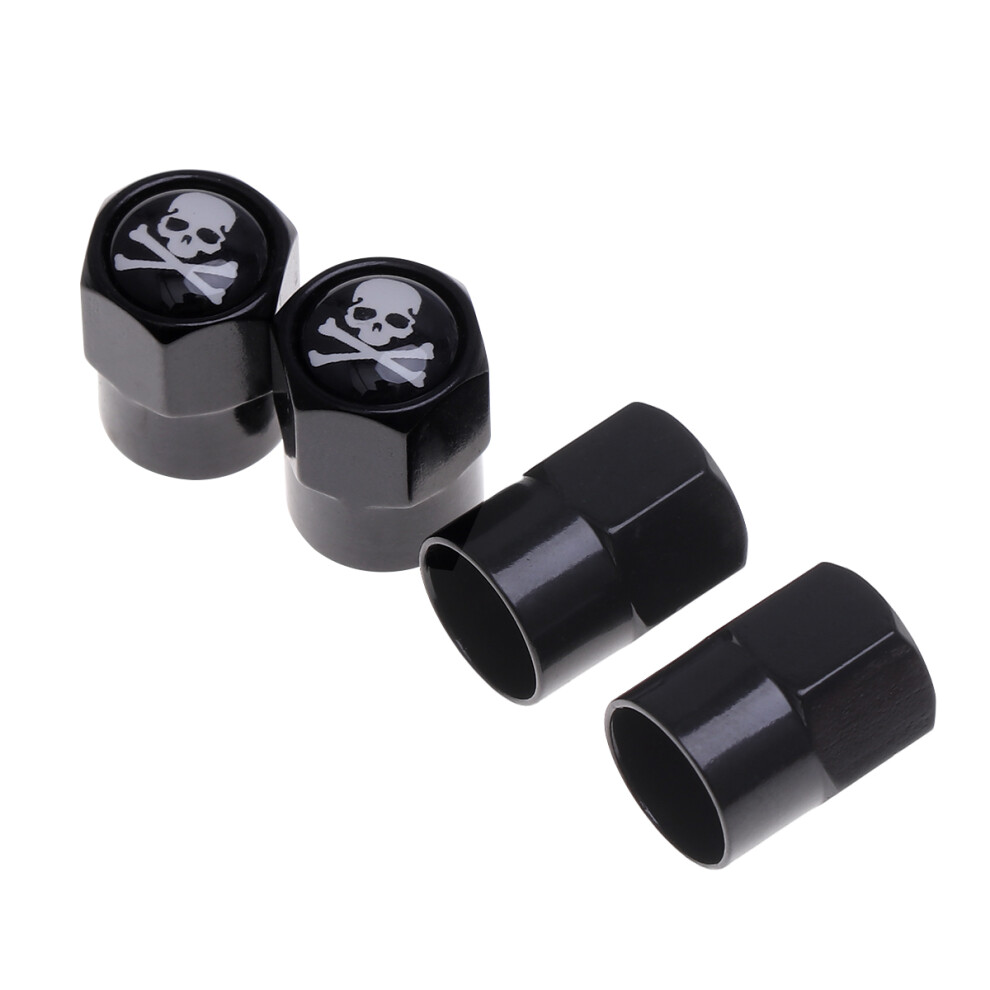4pcs Skull Pattern Unique Car Universal Dust Cap(Black)-image-OPC-PK8TPXR-NEW