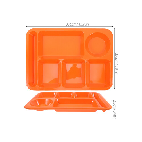 Sectioned Plate For Cafes Orange 1pcs 13.98x9.96x0.98in 1