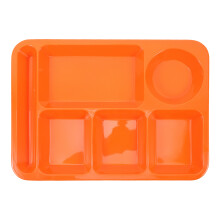 Sectioned Plate For Cafes Orange 1pcs 13.98x9.96x0.98in