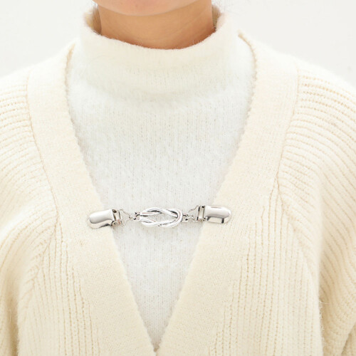 2pcs Cardigan Clips Rectangular Alloy For Clothing 1
