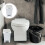 Raindrops Small Trash Can Garbage Bucket Plastic Gray-White 1pack 4