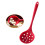 Silicone Slotted Strainer Skimmer Long Handle Red 1pcs 5