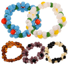5pcs Creative Beaded Flower Finger Rings Floral Rings Lady Adorable