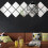 Wall Mirror Mirror Tile Silver Acrylic 16pcs Self Adhesive 6