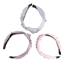 3Pcs Knotted Pearl Hairband Vintage Style Broadside Hair Ornament