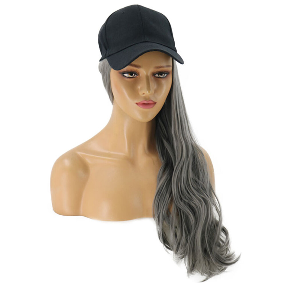 Aboofan Unisex Grey Hat Hair Wigs For Women Curly Dark 1Set Synthetic Fibers