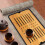 Kitchen Draining Tray Japanese Style Bamboo Tray Black 1set 10