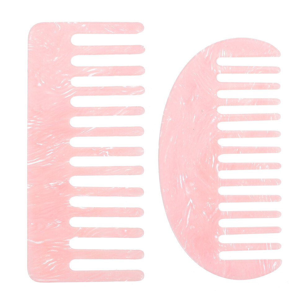 Vaguelly 2Pcs Acetate Hair Combs Pink Teeth Styling Combs For Women No Frizz