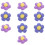 Small Flower Appliques Brooch Multi 10pcs 5