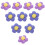 Small Flower Appliques Brooch Multi 10pcs 7