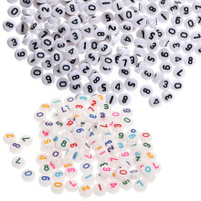 200 Pcs Letter Bead Keychain Making Seed Oblate Number Beads