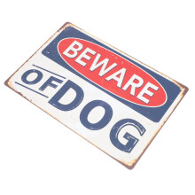 Vintage Tin Painting Beware Of Dog Signs For Fence Warning Property