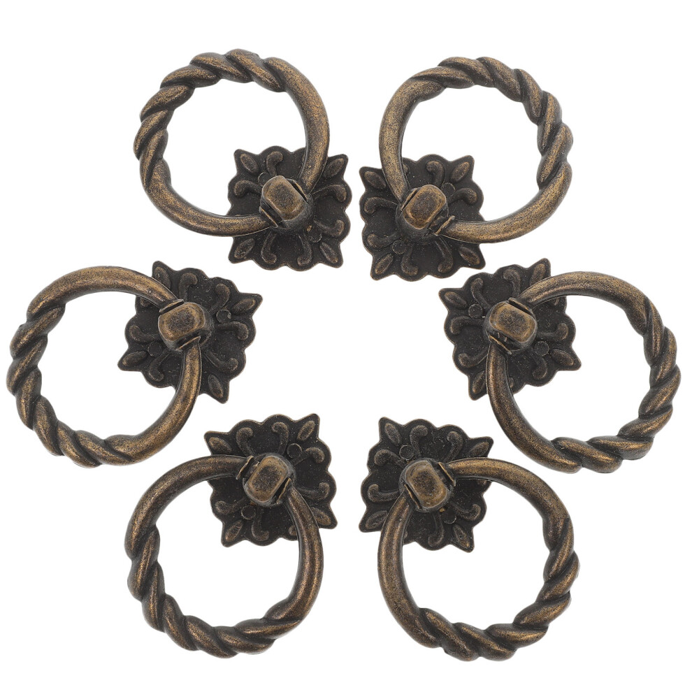 6Pcs Zinc Alloy Jewelry Box Pulls Dark Brown Retro Drawer Handles 3171601242988