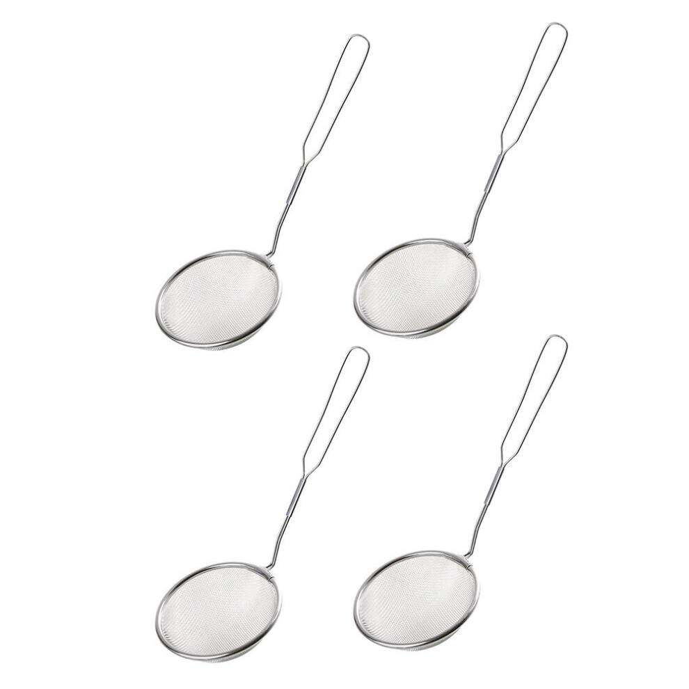 4pcs Small Stainless Steel Strainer Spoon Silver Round-image-OPC-PK8V9BF-NEW
