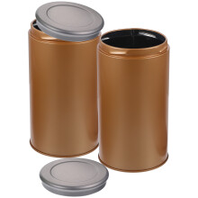 2 stuks afsluitbare theeblikken van tinplate, voor losse thee