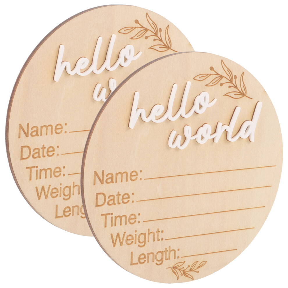 Ohphcall Baby Birth Sign Card Wooden Brown 2Pcs