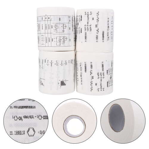 4 Rolls Novelty Toilet Paper Chemical Physics Formula Pattern Tissue 2