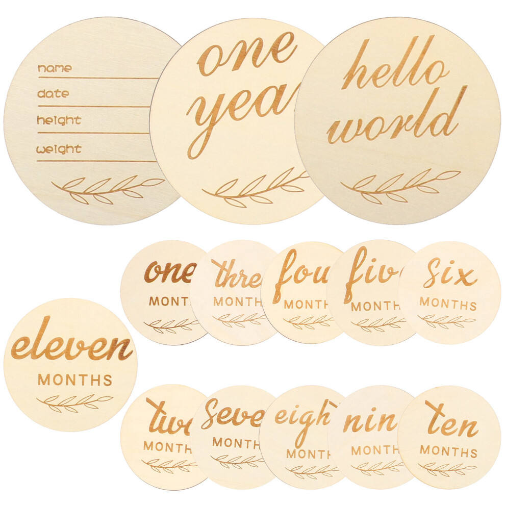 Iplusmile Baby Monthly Signs Khaki Wooden 14Pcs For Growth Tracking
