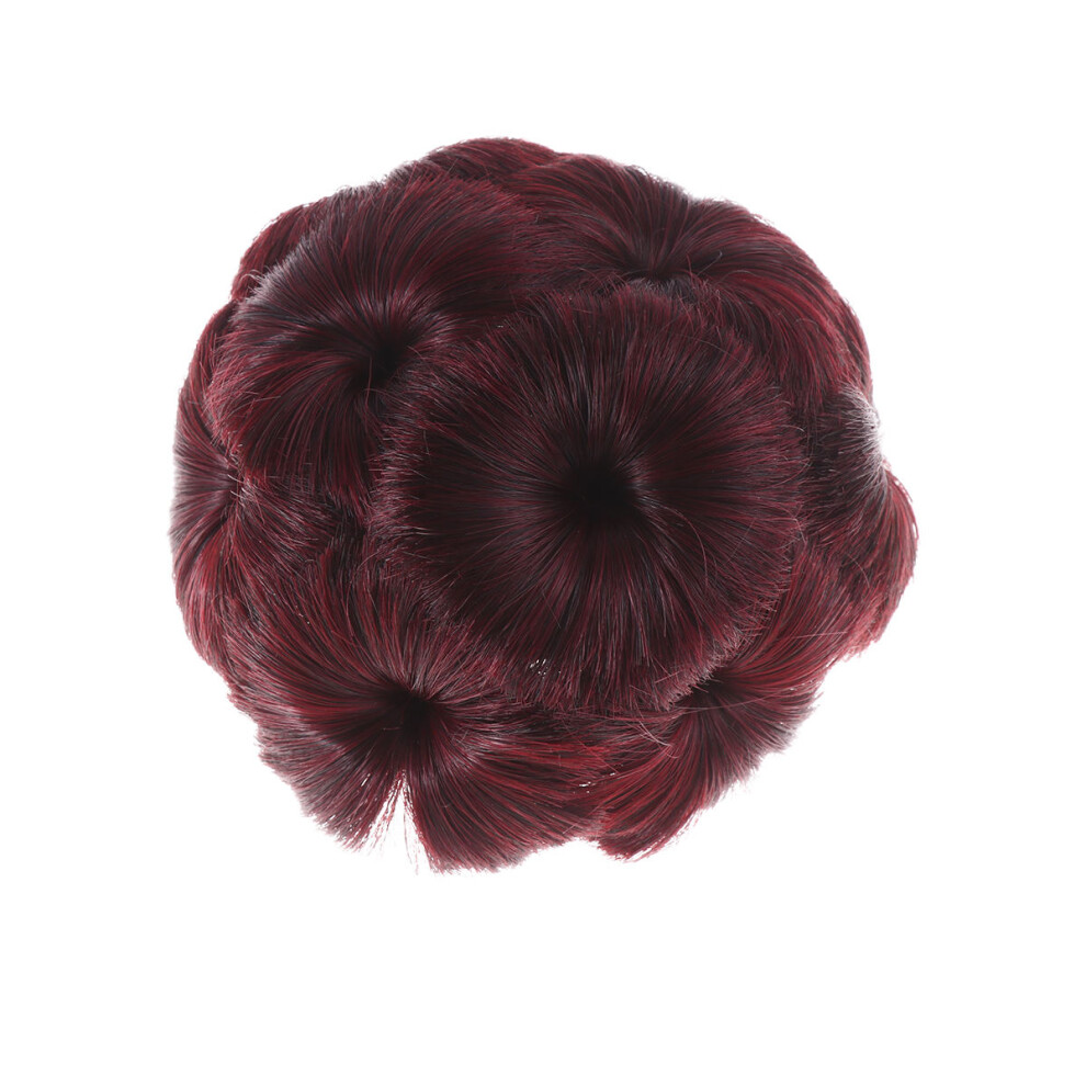 Vaguelly Unisex Clip Bangs Human Hair Wig High Temperature Fiber Wine Color