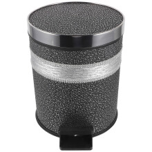 1Pc Black Round Garbage Can Home Trash Bin Easy Clean Storage Box